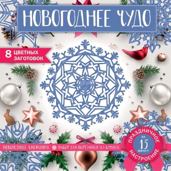 Набор для вырезания. Снежинки из бумаги. «Новогоднее чудо», 200 х 200 мм, 16 стр., европодвес