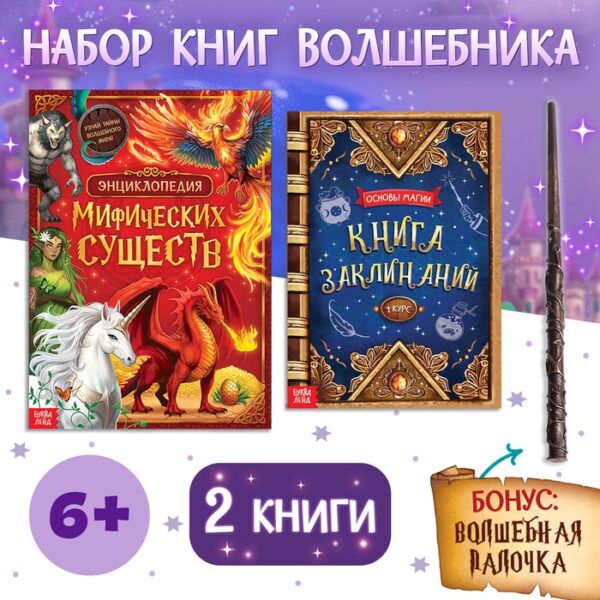 Набор книг «Волшебник», 2 шт. по 24 стр., волшебная палочка